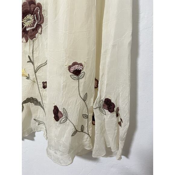 J. Jill Floral Embroidered Semi Sheer Blouse Size 3X Ivory Fairy Whimsical NWT - Picture 8 of 11
